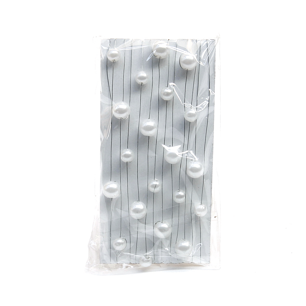 Perlen- Draht- Kette, 2 x 1,7 Meter, Farbe: 01 weiß